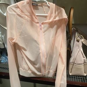 See through light pink sweater